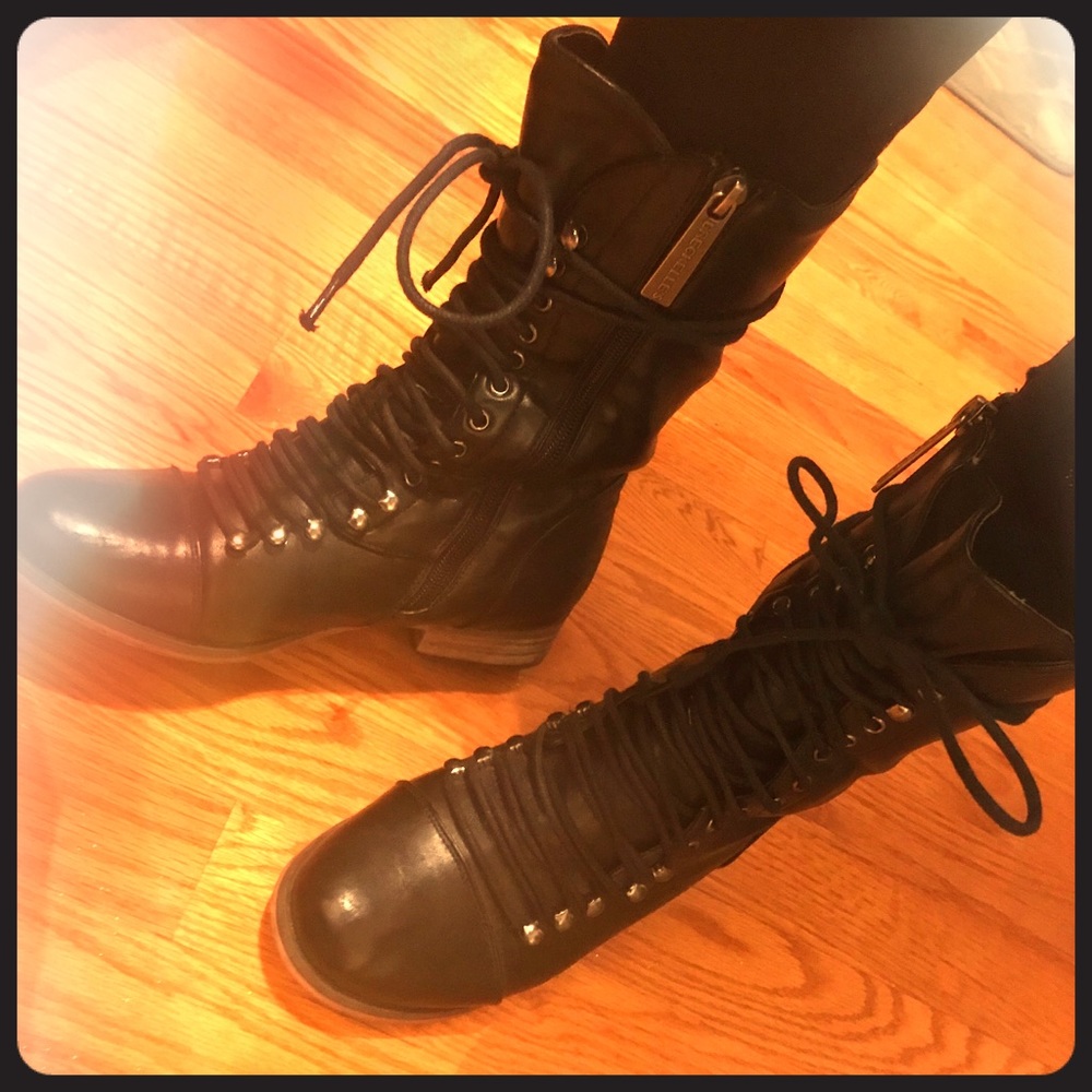 Black combat boots